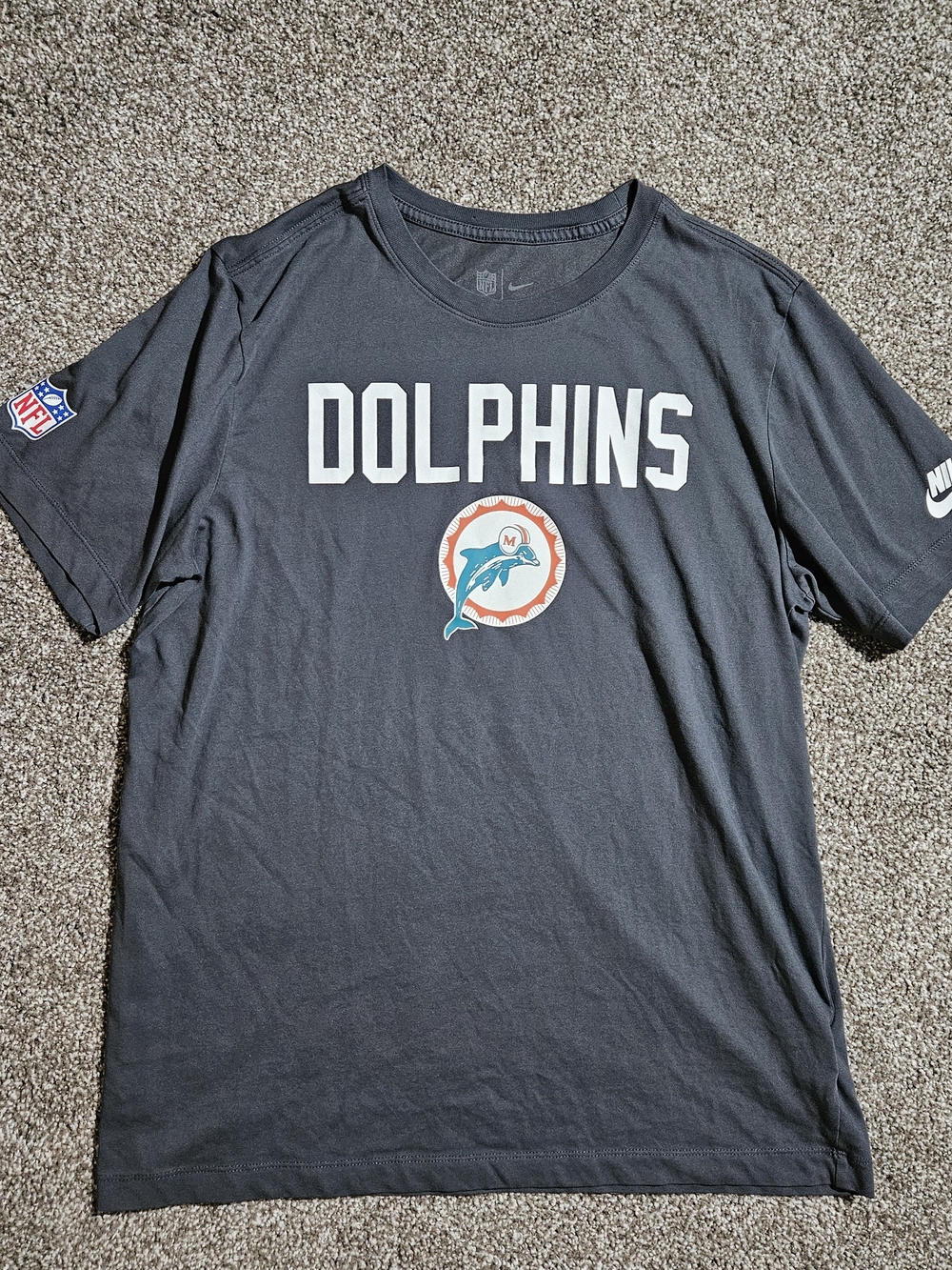 Nike Men’s Miami Dolphins Dri-Fit T Shirt Size L Dark Gray/Grey NFL Team Apparel